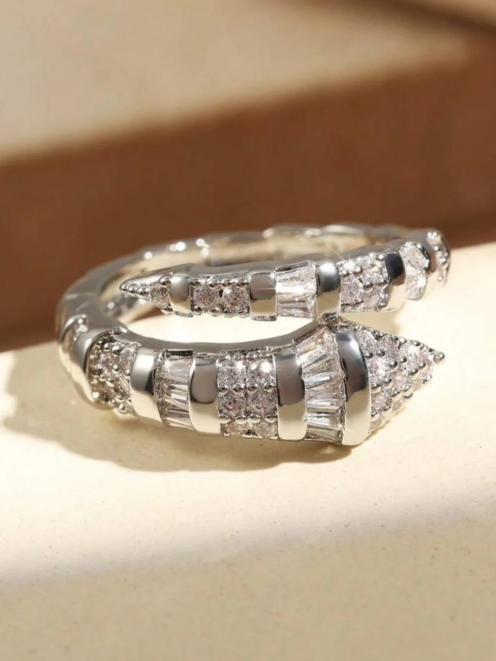 Luxe Serpent Wrap Ring | Adjustable Silver CZ Snake Ring